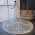 V023 Luxury Cathedral veil For Wedding 350cm Lace Edge Bridal Veil Long lace wedding veil